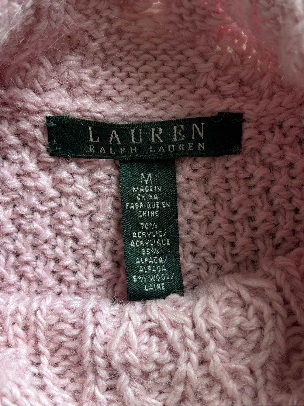 Ralph Lauren Cable Knit Mock Neck Sweater in Pink - Picture 3 of 7